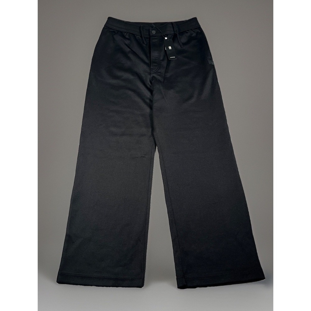 NWT-G-Star Raw Stray Track Sweatpants Women Large Black Wide Leg Baggy Snap Fly